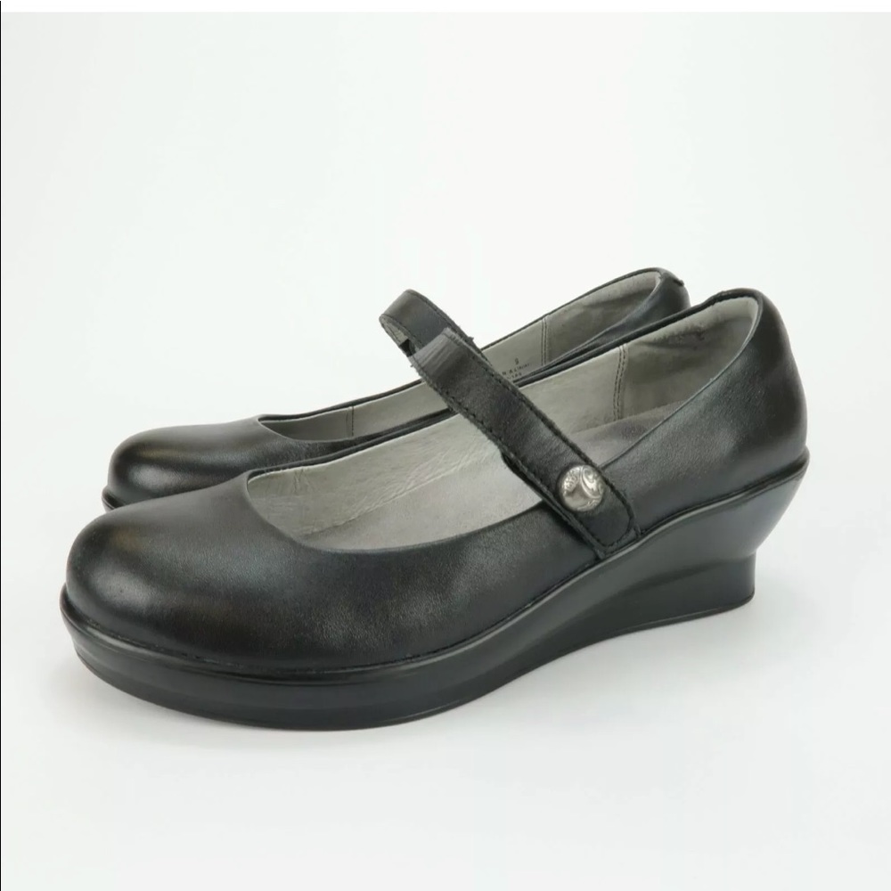 Alegria Flair Leather Wedge Mary Jane Sandals